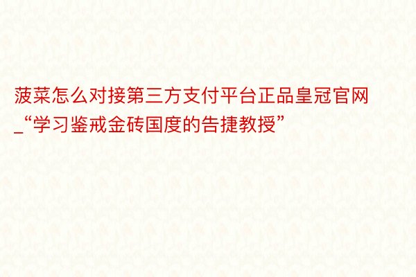 菠菜怎么对接第三方支付平台正品皇冠官网_“学习鉴戒金砖国度的告捷教授”